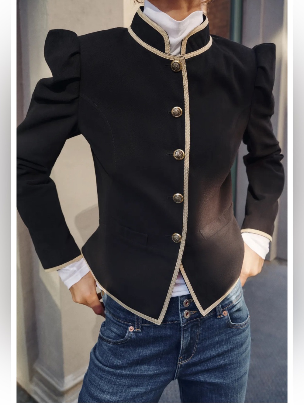ZARA CONTRAST TRIM BLAZER